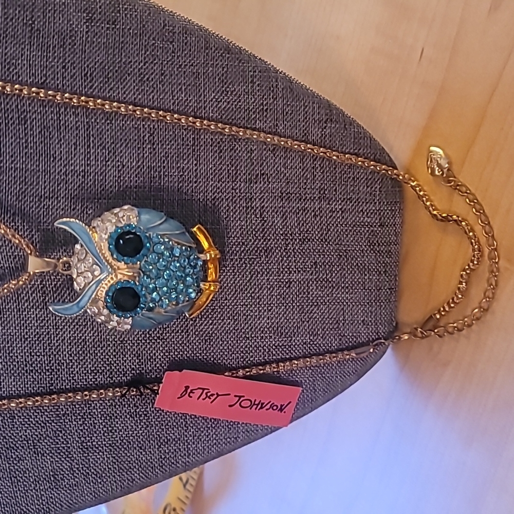 Betsey Johnson Blue Owl Pendant Necklace